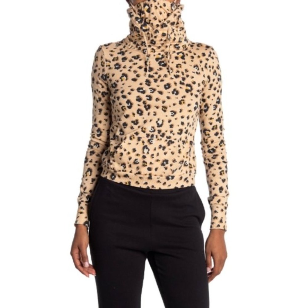 love Fire Cheetah Print Mask Hoodie NWT